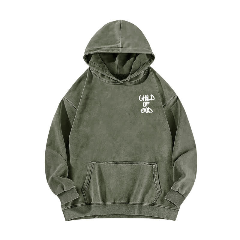 Christianartworkshop Inspirational Child Of God Psalm 23 Front & Back Print Washed Hoodie - image 8