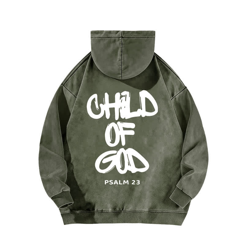 Christianartworkshop Inspirational Child Of God Psalm 23 Front & Back Print Washed Hoodie - image 7