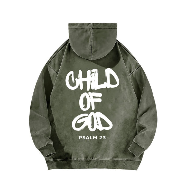Christianartworkshop Inspirational Child Of God Psalm 23 Front & Back Print Washed Hoodie - image 7