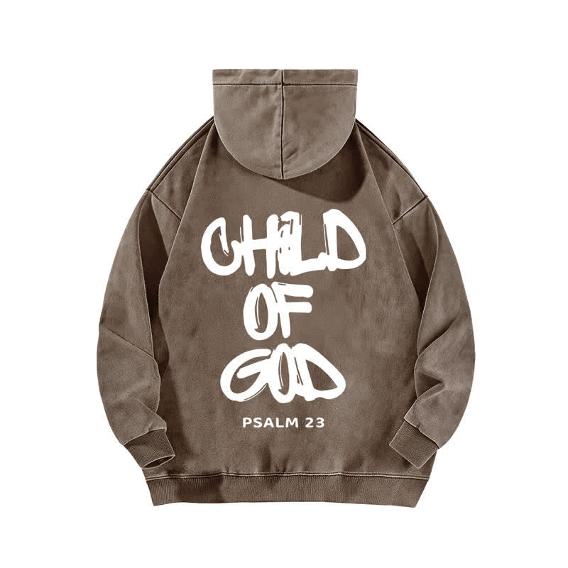 Christianartworkshop Inspirational Child Of God Psalm 23 Front & Back Print Washed Hoodie - image 10