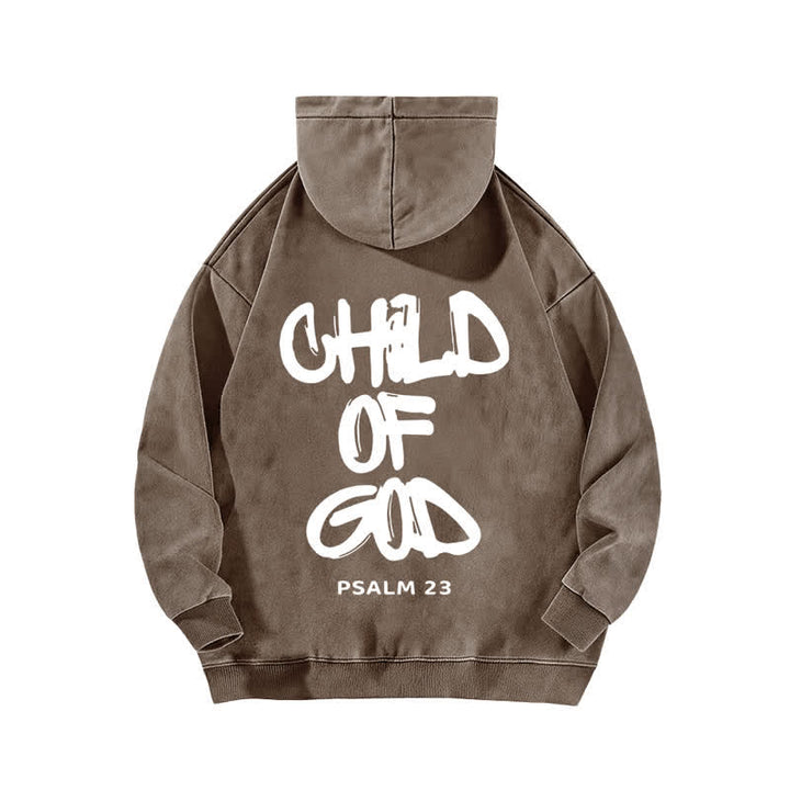Christianartworkshop Inspirational Child Of God Psalm 23 Front & Back Print Washed Hoodie - image 10