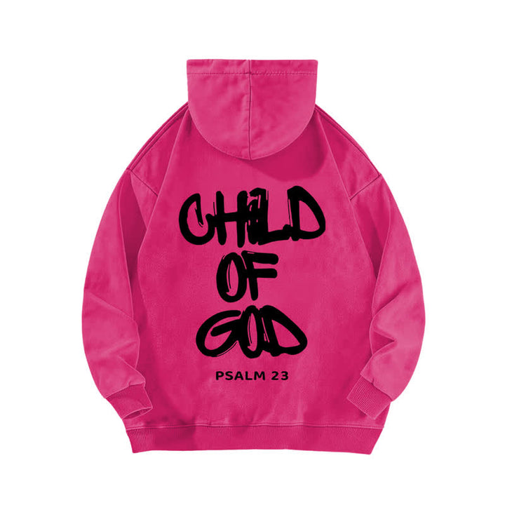 Christianartworkshop Inspirational Child Of God Psalm 23 Front & Back Print Washed Hoodie - image 16