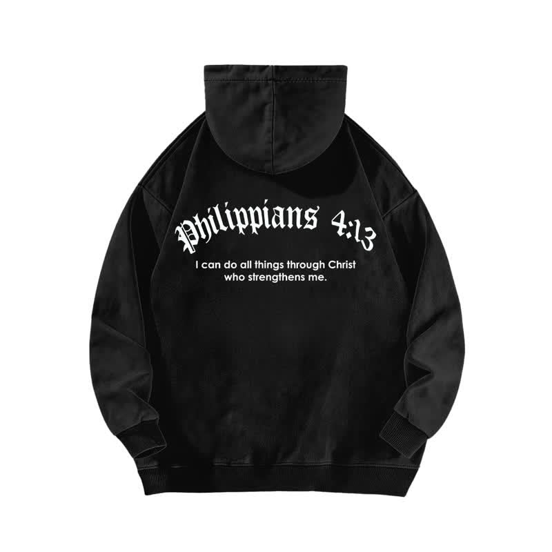 Christianartworkshop Philippians 4:13 Gothic Back Print Cross Washed Hoodie - image 1
