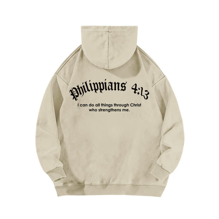 Christianartworkshop Philippians 4:13 Gothic Back Print Cross Washed Hoodie - image 4