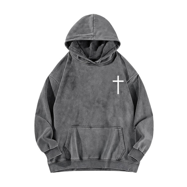 Christianartworkshop Philippians 4:13 Gothic Back Print Cross Washed Hoodie - image 8
