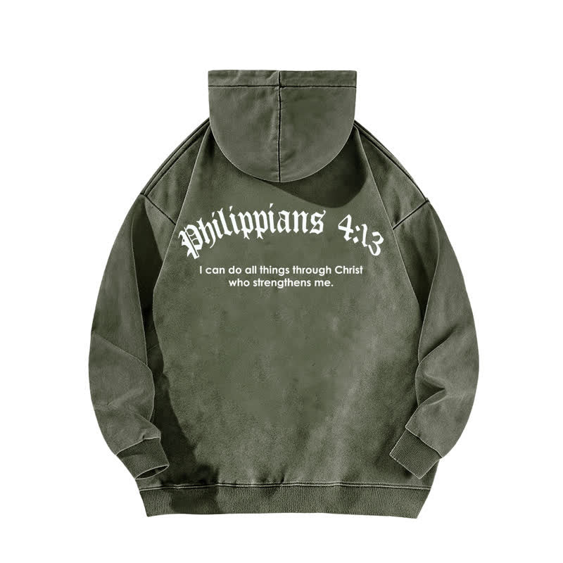 Christianartworkshop Philippians 4:13 Gothic Back Print Cross Washed Hoodie - image 10