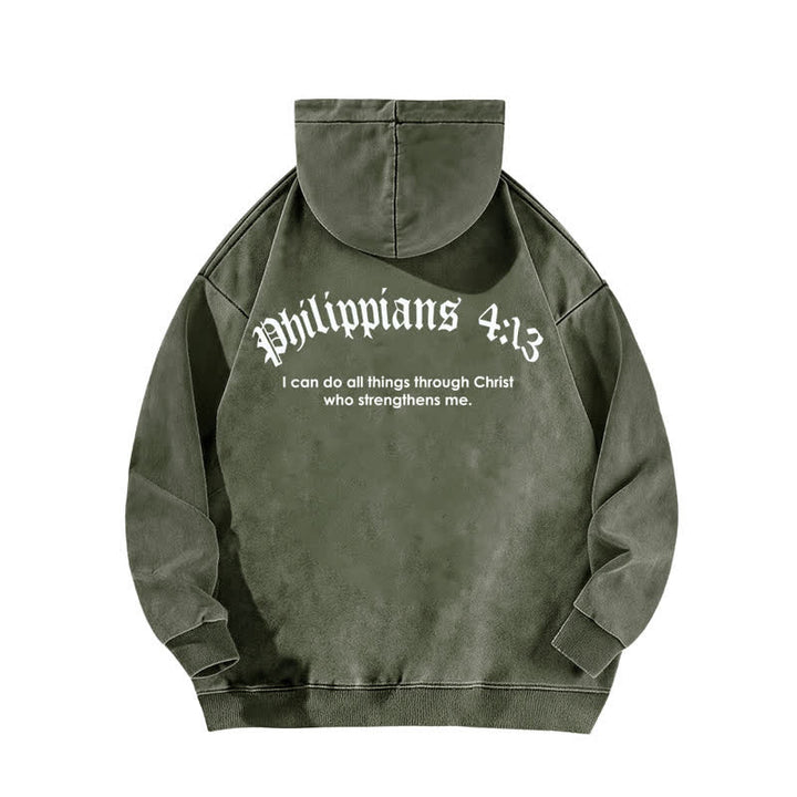 Christianartworkshop Philippians 4:13 Gothic Back Print Cross Washed Hoodie - image 10
