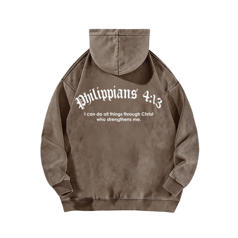 Christianartworkshop Philippians 4:13 Gothic Back Print Cross Washed Hoodie - image 13