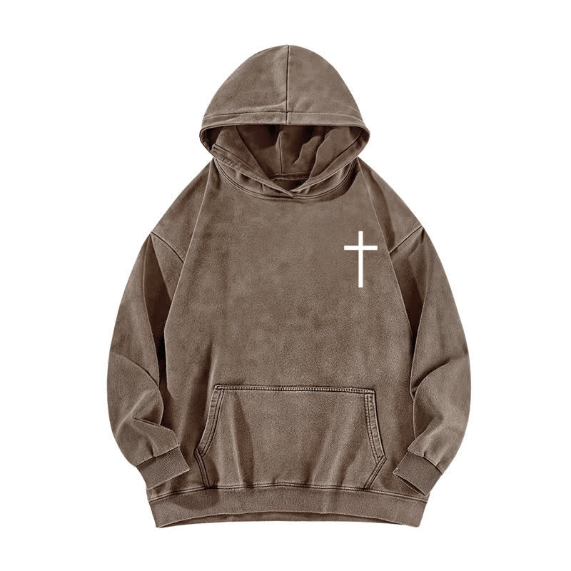 Christianartworkshop Philippians 4:13 Gothic Back Print Cross Washed Hoodie - image 14