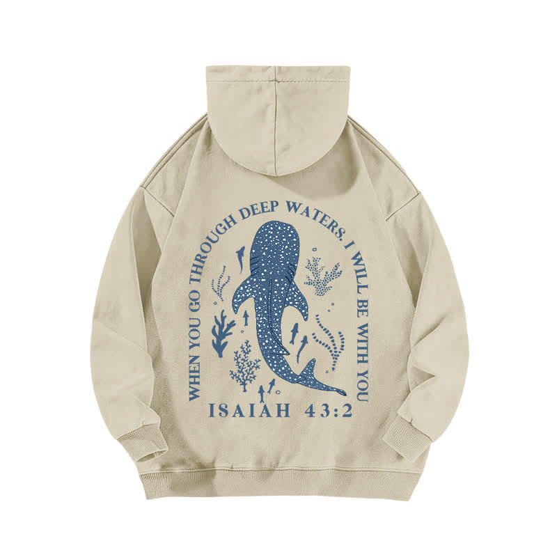 Christianartworkshop Deep Waters Isaiah 43:2 Whale Shark Washed Hoodie - image 1