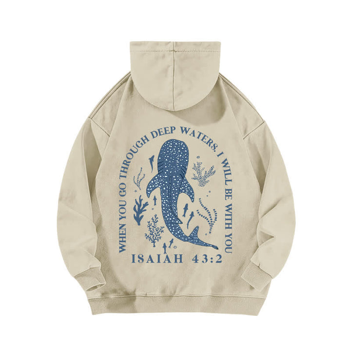 Christianartworkshop Deep Waters Isaiah 43:2 Whale Shark Washed Hoodie - image 1