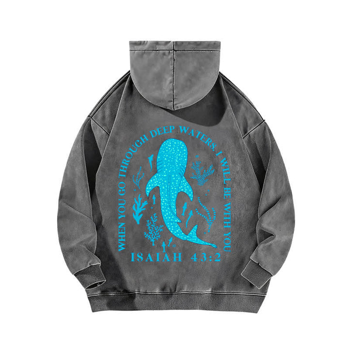 Christianartworkshop Deep Waters Isaiah 43:2 Whale Shark Washed Hoodie - image 10