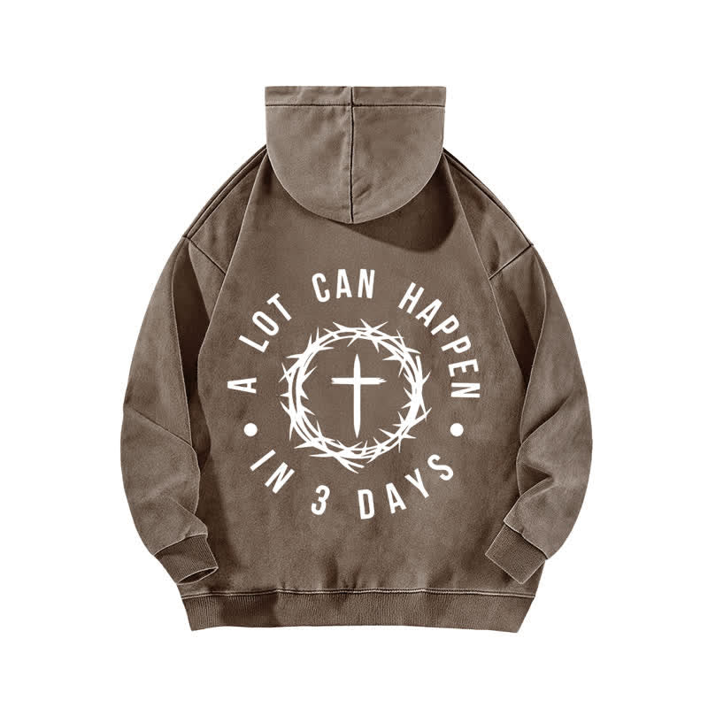 Christianartworkshop A Lot Can Happen In 3 Days Thorn Cross Washed Hoodie - image 13