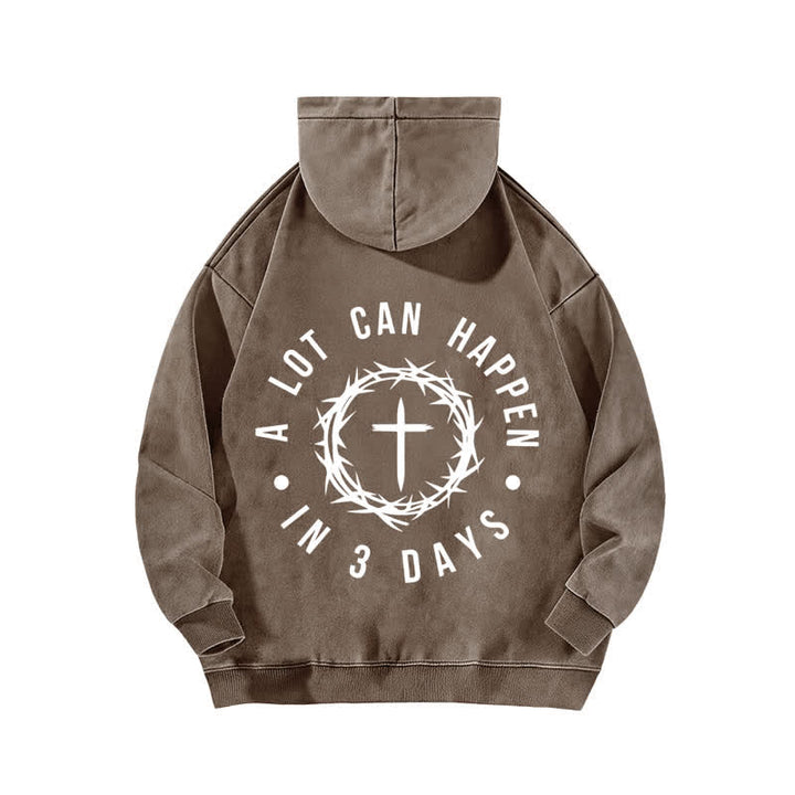 Christianartworkshop A Lot Can Happen In 3 Days Thorn Cross Washed Hoodie - image 13