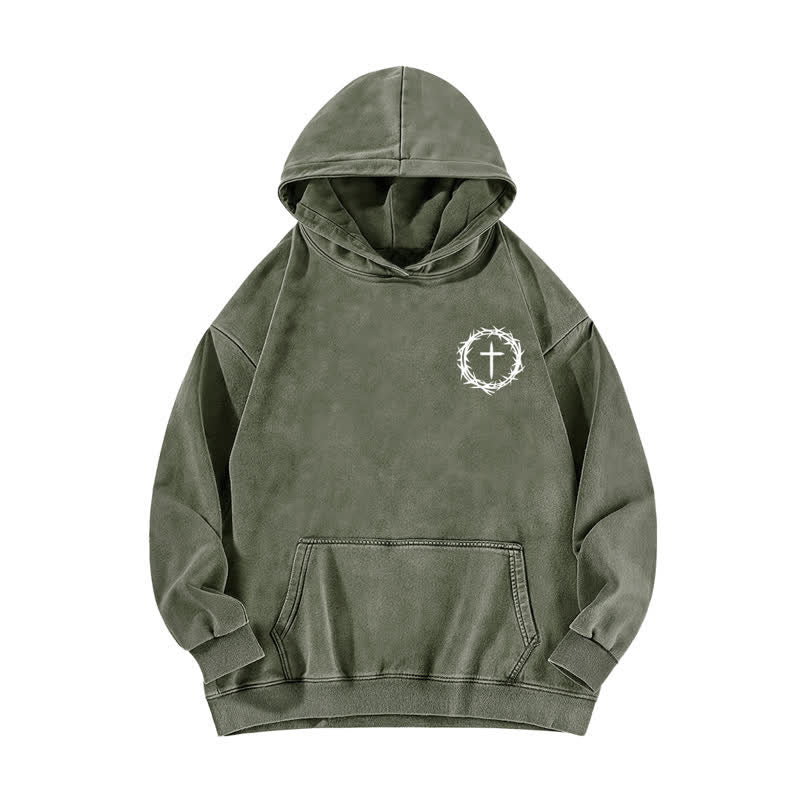 Christianartworkshop A Lot Can Happen In 3 Days Thorn Cross Washed Hoodie - image 5