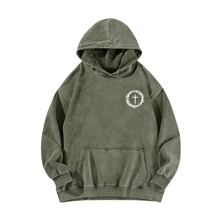 Christianartworkshop A Lot Can Happen In 3 Days Thorn Cross Washed Hoodie - image 5