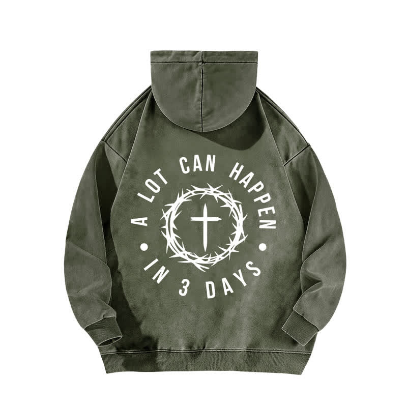 Christianartworkshop A Lot Can Happen In 3 Days Thorn Cross Washed Hoodie - image 4