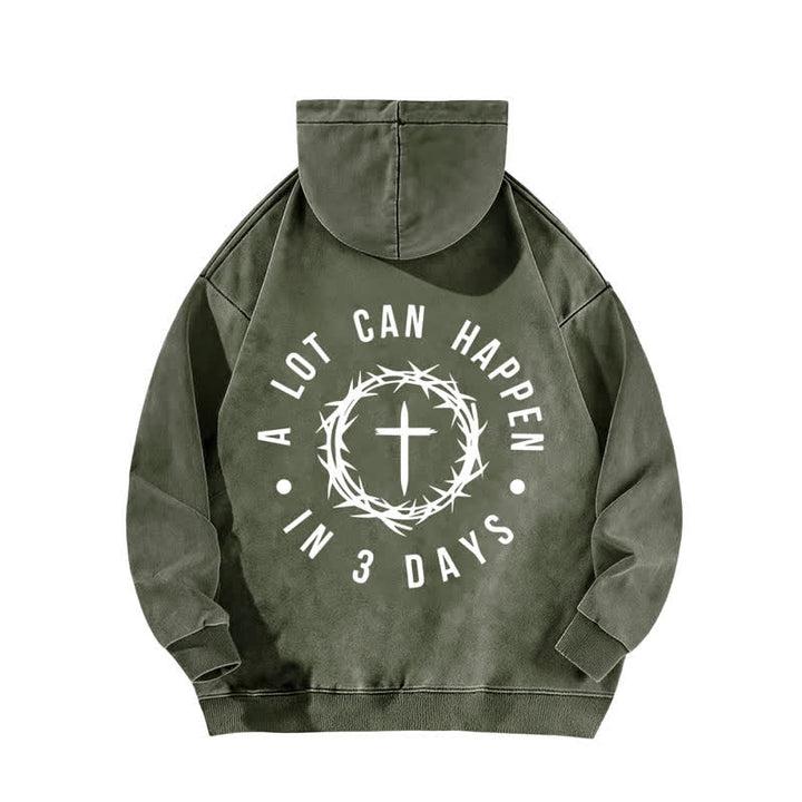 Christianartworkshop A Lot Can Happen In 3 Days Thorn Cross Washed Hoodie - image 4