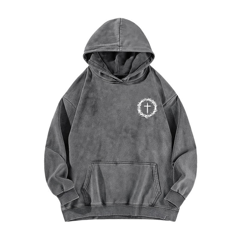 Christianartworkshop A Lot Can Happen In 3 Days Thorn Cross Washed Hoodie - image 8