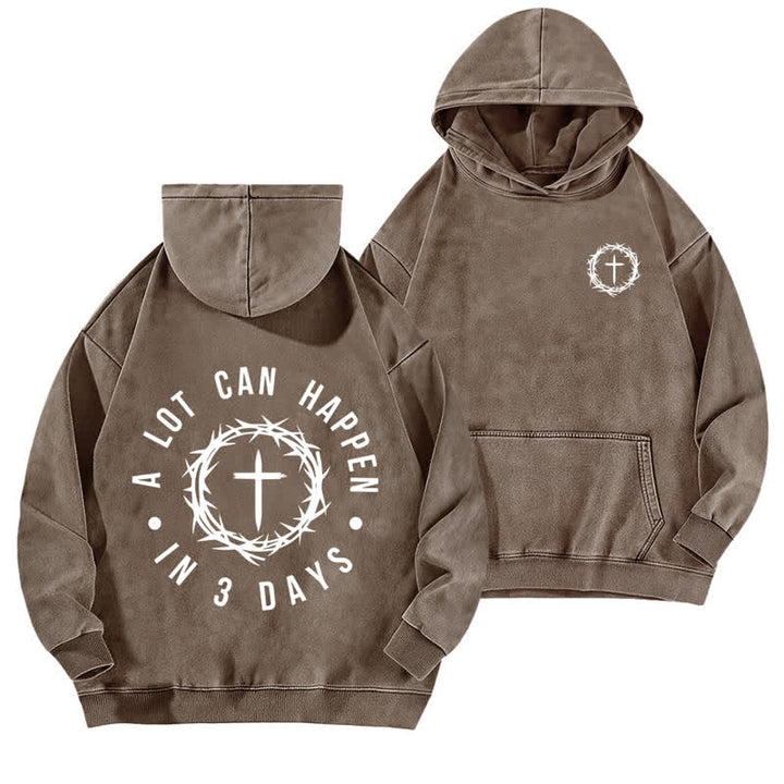 Christianartworkshop A Lot Can Happen In 3 Days Thorn Cross Washed Hoodie - Brown - 5XL - image 12