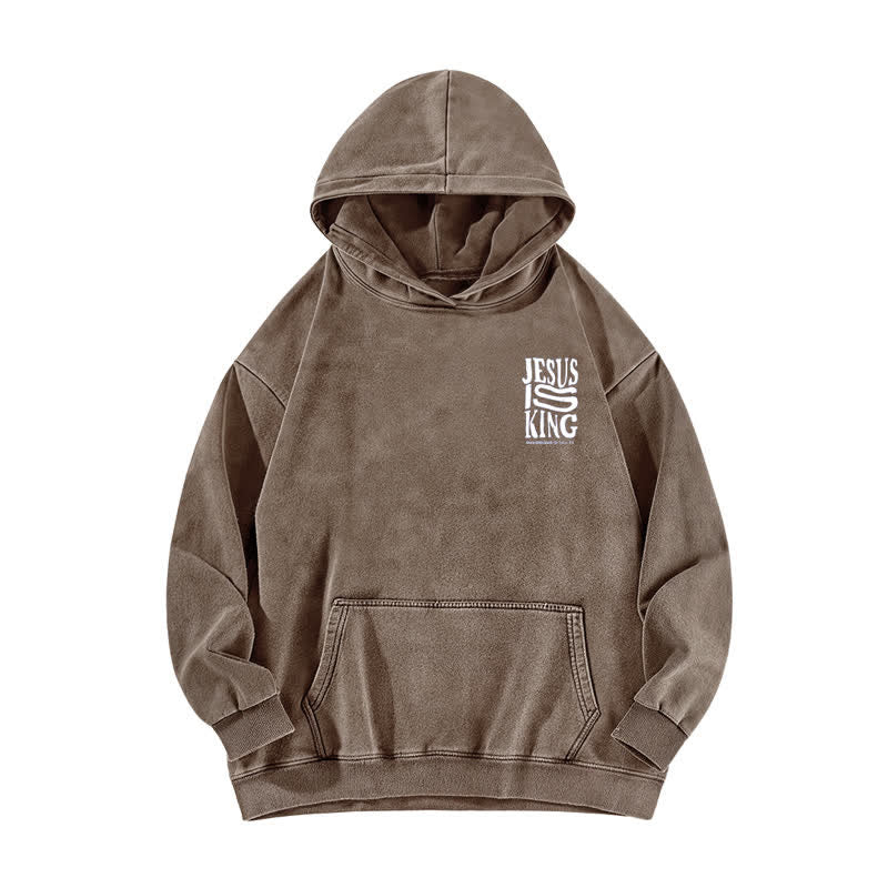 Christianartworkshop Jesus Is King Front And Back Print Washed Hoodie - image 11