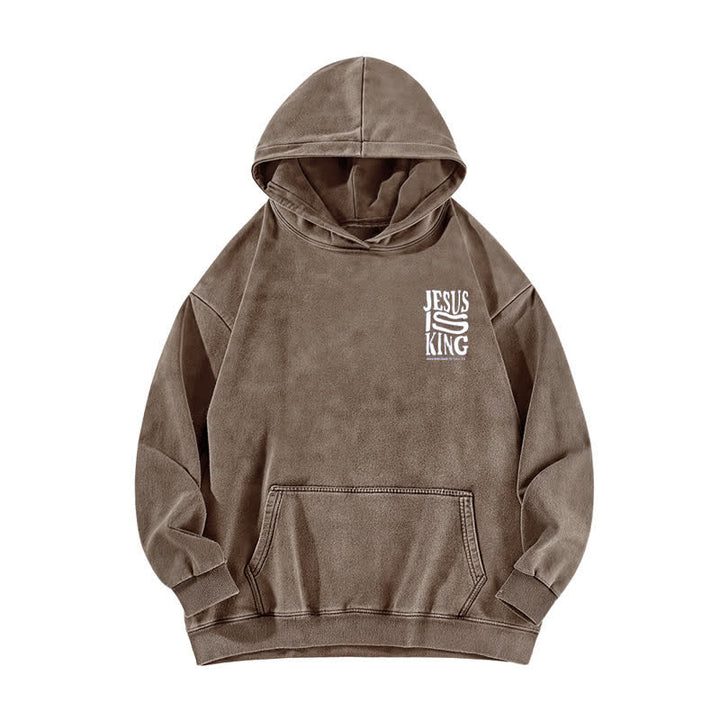 Christianartworkshop Jesus Is King Front And Back Print Washed Hoodie - image 11