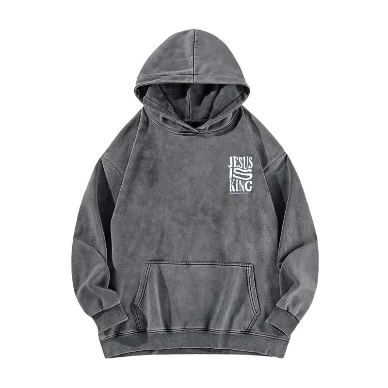 Christianartworkshop Jesus Is King Front And Back Print Washed Hoodie - image 8