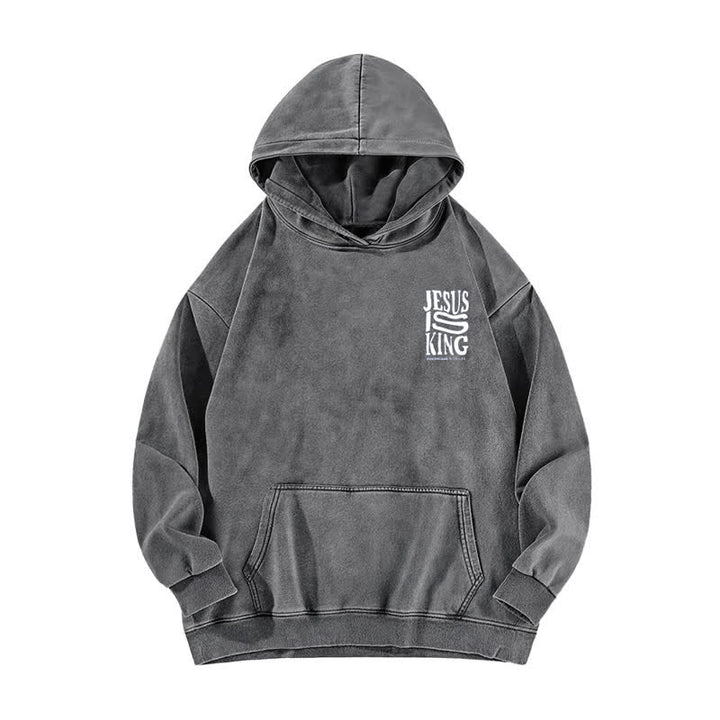Christianartworkshop Jesus Is King Front And Back Print Washed Hoodie - image 8