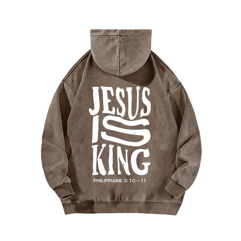 Christianartworkshop Jesus Is King Front And Back Print Washed Hoodie - image 10