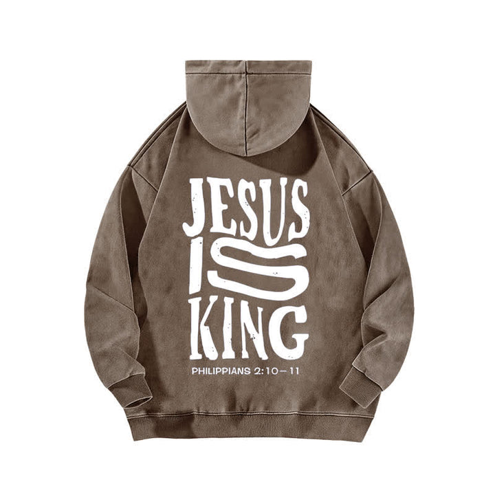 Christianartworkshop Jesus Is King Front And Back Print Washed Hoodie - image 10