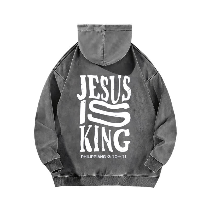 Christianartworkshop Jesus Is King Front And Back Print Washed Hoodie - image 7