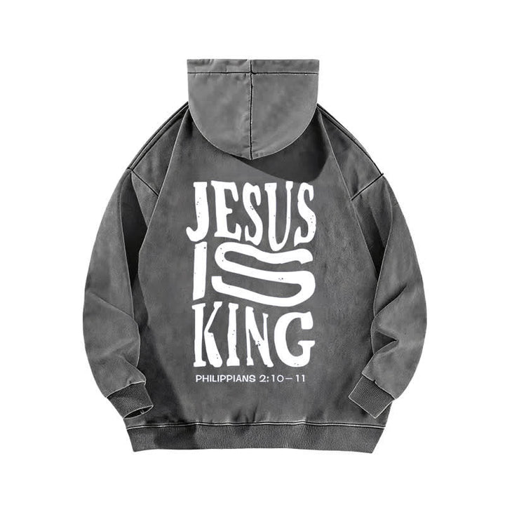 Christianartworkshop Jesus Is King Front And Back Print Washed Hoodie - image 7