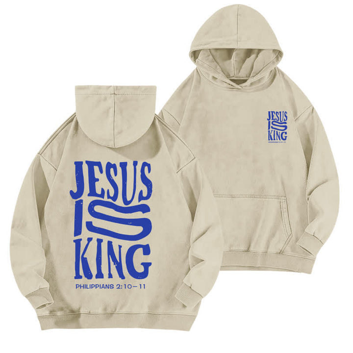 Christianartworkshop Jesus Is King Front And Back Print Washed Hoodie - Apricot - 5XL - image 12