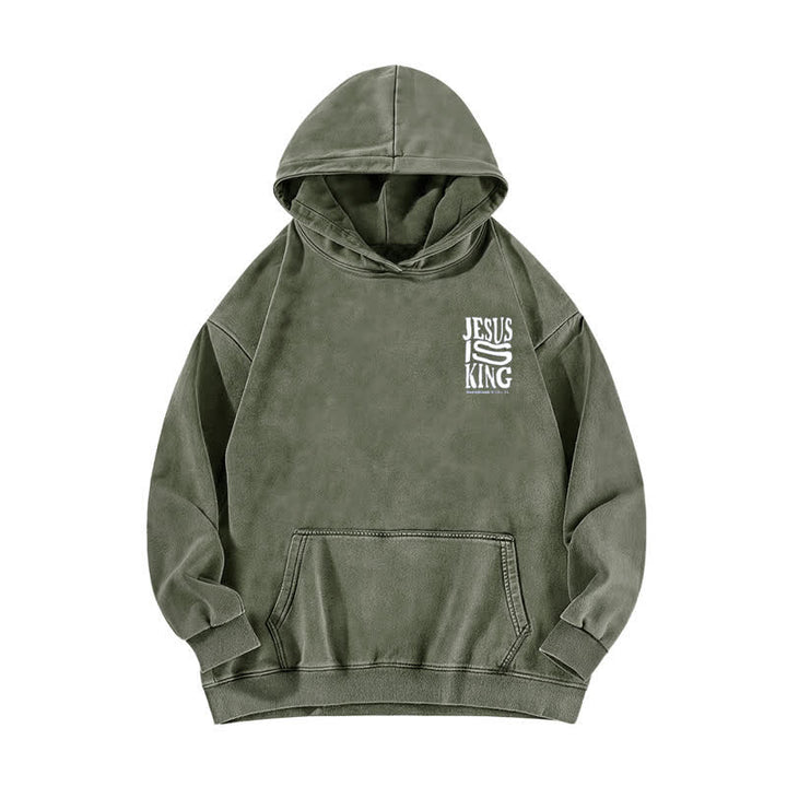 Christianartworkshop Jesus Is King Front And Back Print Washed Hoodie - image 2