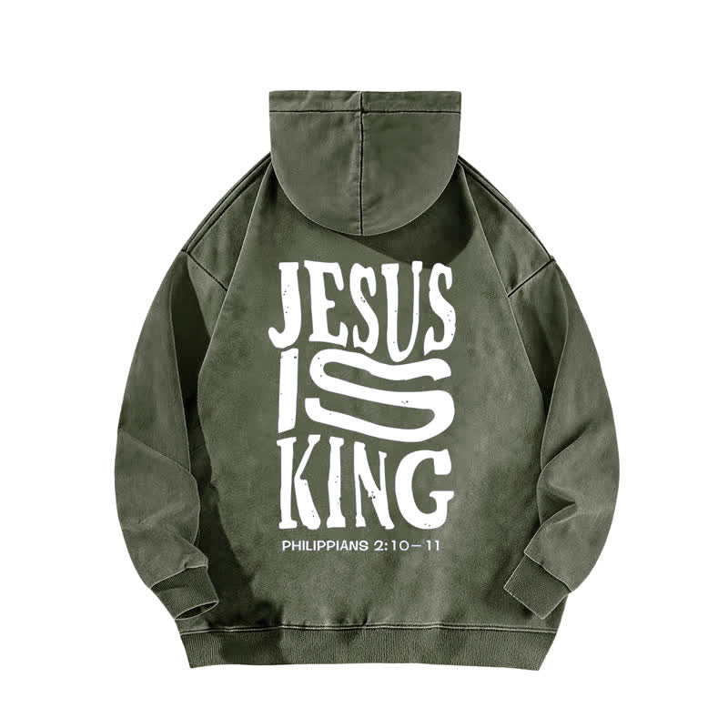 Christianartworkshop Jesus Is King Front And Back Print Washed Hoodie - image 1