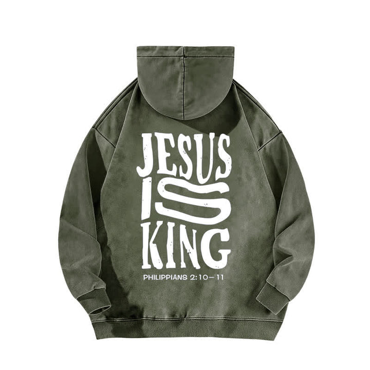 Christianartworkshop Jesus Is King Front And Back Print Washed Hoodie - image 1