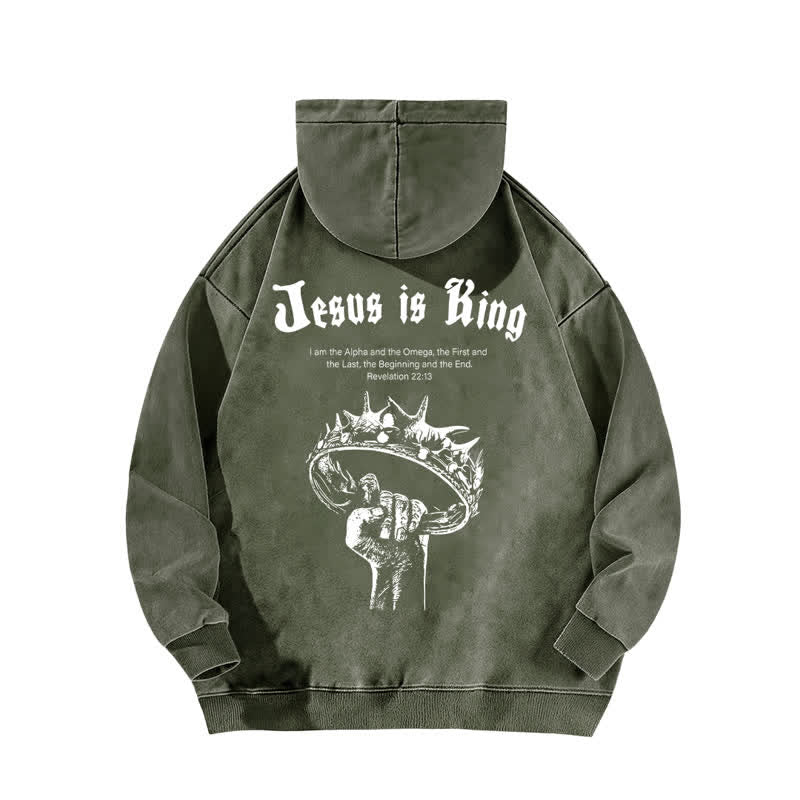 Christianartworkshop Jesus Is King Crown Of Thorns Washed Hoodie - image 10