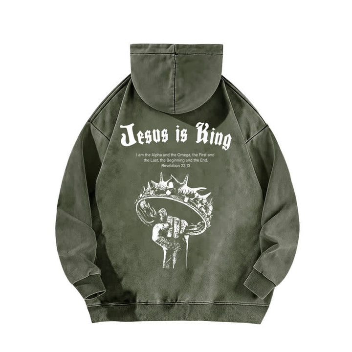 Christianartworkshop Jesus Is King Crown Of Thorns Washed Hoodie - image 10