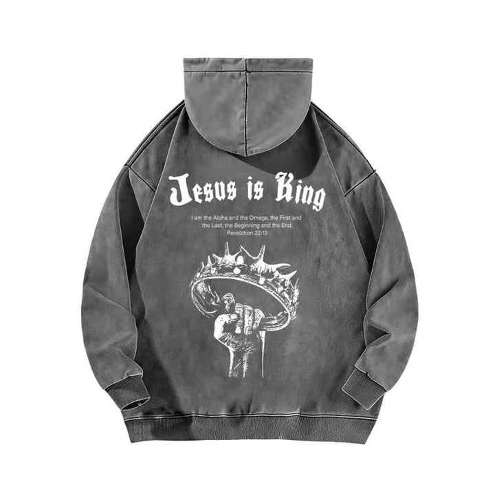 Christianartworkshop Jesus Is King Crown Of Thorns Washed Hoodie - image 7