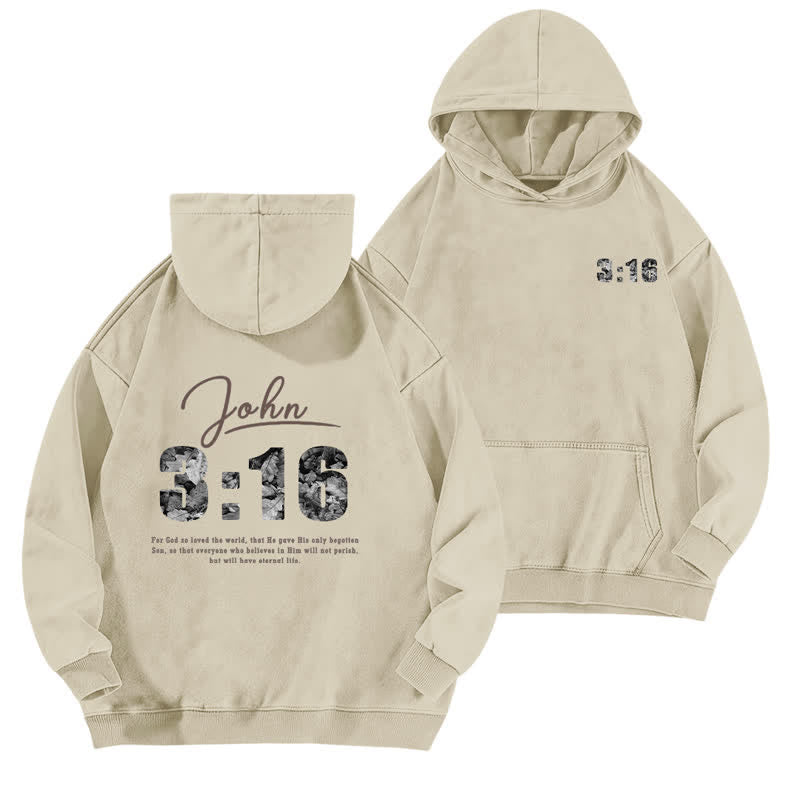 Christianartworkshop John 3:16 Vintage Front And Back Print Washed Hoodie - Apricot - 5XL - image 0
