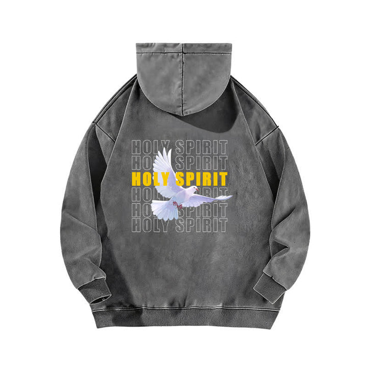 Christianartworkshop Holy Spirit Dove Graphic Oversized Black Washed Hoodie - image 10