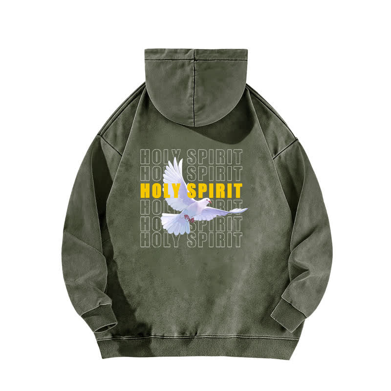 Christianartworkshop Holy Spirit Dove Graphic Oversized Black Washed Hoodie - image 7