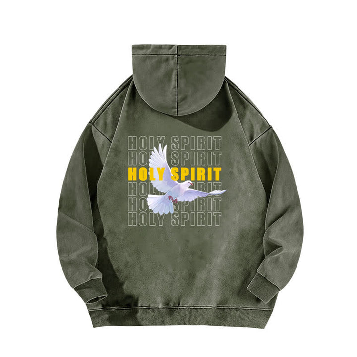 Christianartworkshop Holy Spirit Dove Graphic Oversized Black Washed Hoodie - image 7