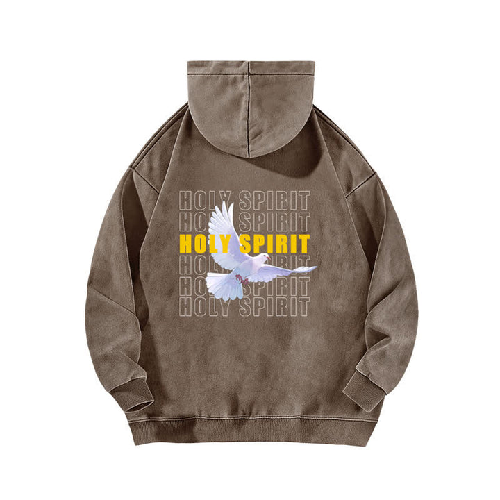 Christianartworkshop Holy Spirit Dove Graphic Oversized Black Washed Hoodie - image 13