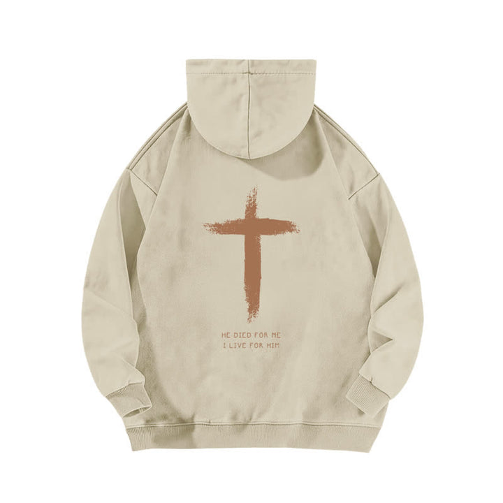 Christianartworkshop He Died For Me Cross Back Print Washed Hoodie - image 1