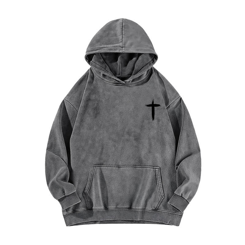 Christianartworkshop He Died For Me Cross Back Print Washed Hoodie - image 8