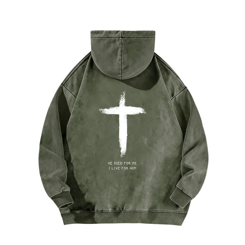 Christianartworkshop He Died For Me Cross Back Print Washed Hoodie - image 13