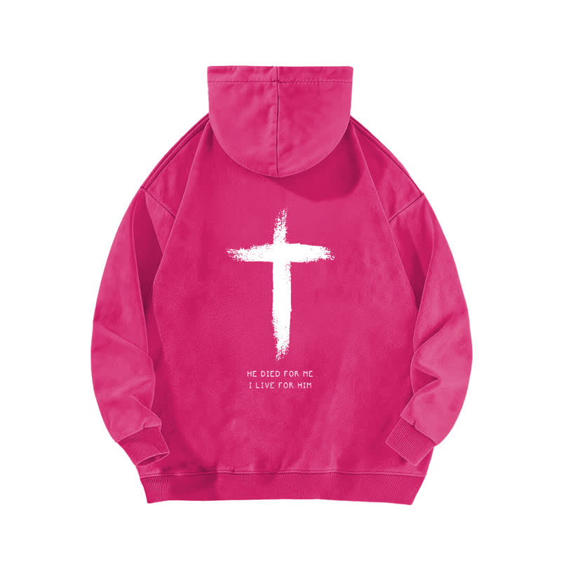 Christianartworkshop He Died For Me Cross Back Print Washed Hoodie - image 16