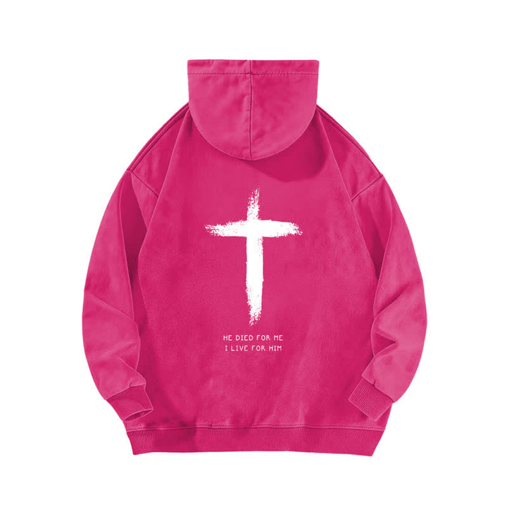 Christianartworkshop He Died For Me Cross Back Print Washed Hoodie - image 16