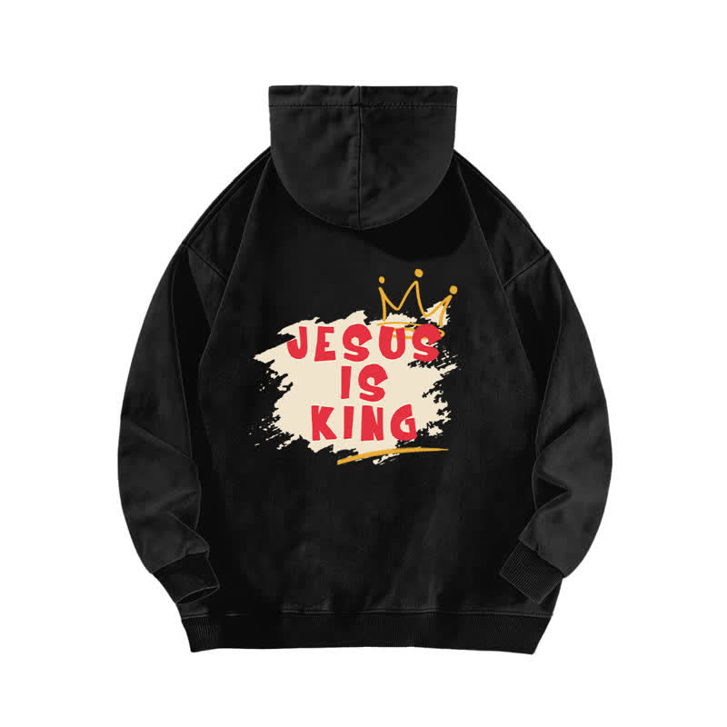Christianartworkshop Jesus Is King Crown Back Print Washed Hoodie - image 1